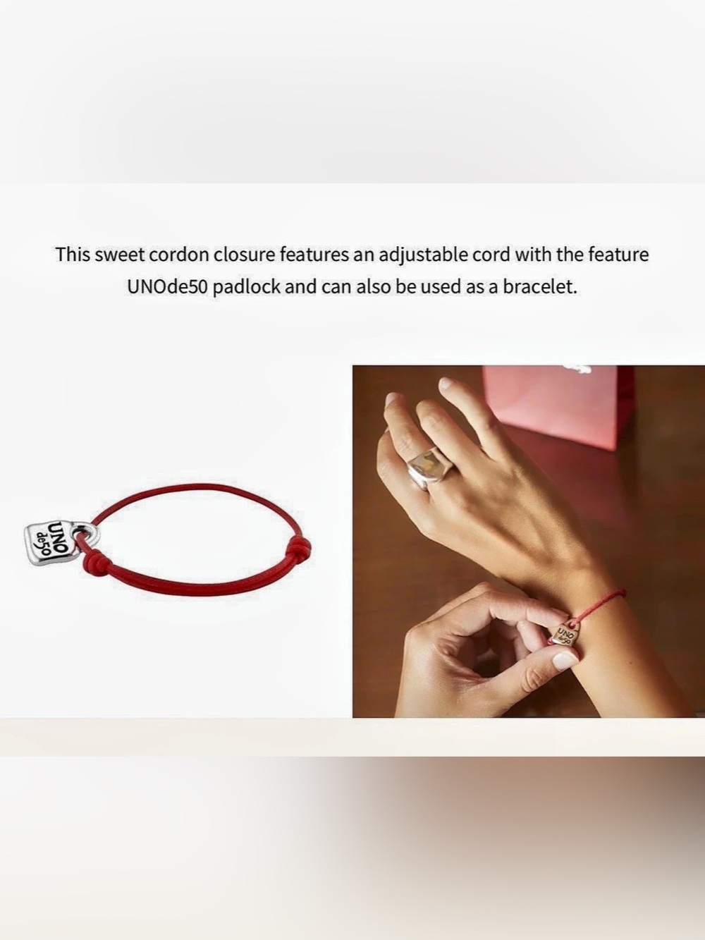 Authentic UNOde50 Padlock Bracelet Red Cord Price is firm. No offers, please.